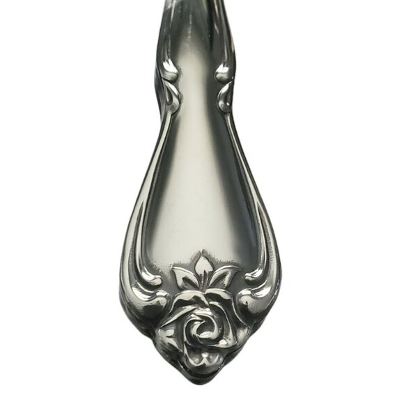 Oneida Rogers True Arbor Rose 2 Serving Spoons Stainless Solid Pierced Utensil - Picture 2 of 7